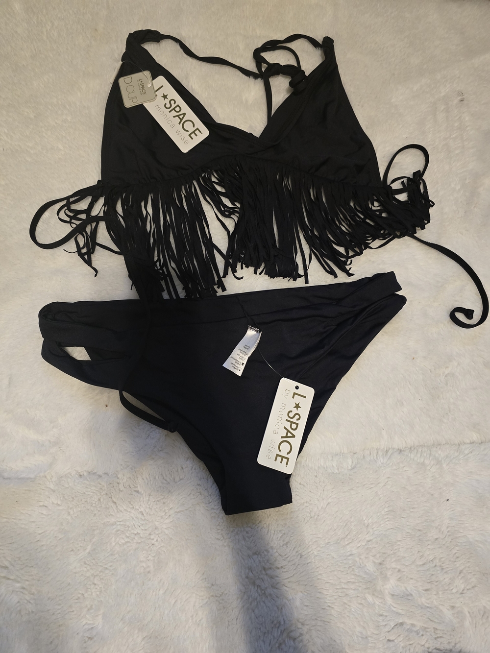 L*SPACE Black Fringe Bikini Set